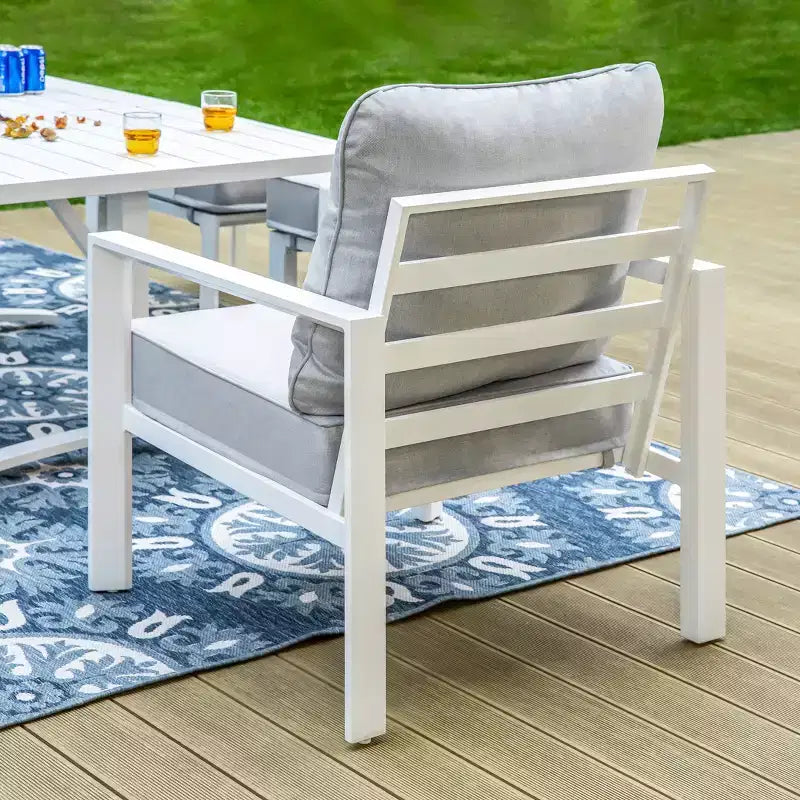 Captiva Designs - Salotto da esterno moderno in alluminio a 5 pezzi con pouf