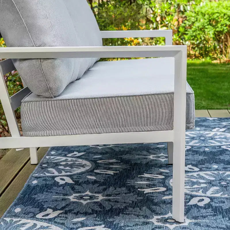 Captiva Designs - Salotto da esterno moderno in alluminio a 5 pezzi con pouf
