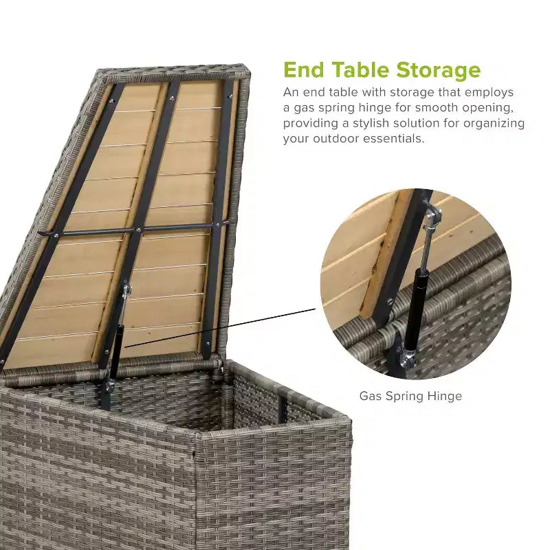 Greemotion Set 5 Pezzi di Mobili da Esterno Curvi Barbuda con Tavoli Contenitori in Legno Teak Marrone: Set da Patio Anti-UV, Antiruggine