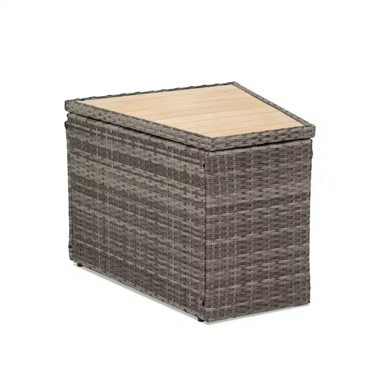 Greemotion Set 5 Pezzi di Mobili da Esterno Curvi Barbuda con Tavoli Contenitori in Legno Teak Marrone: Set da Patio Anti-UV, Antiruggine