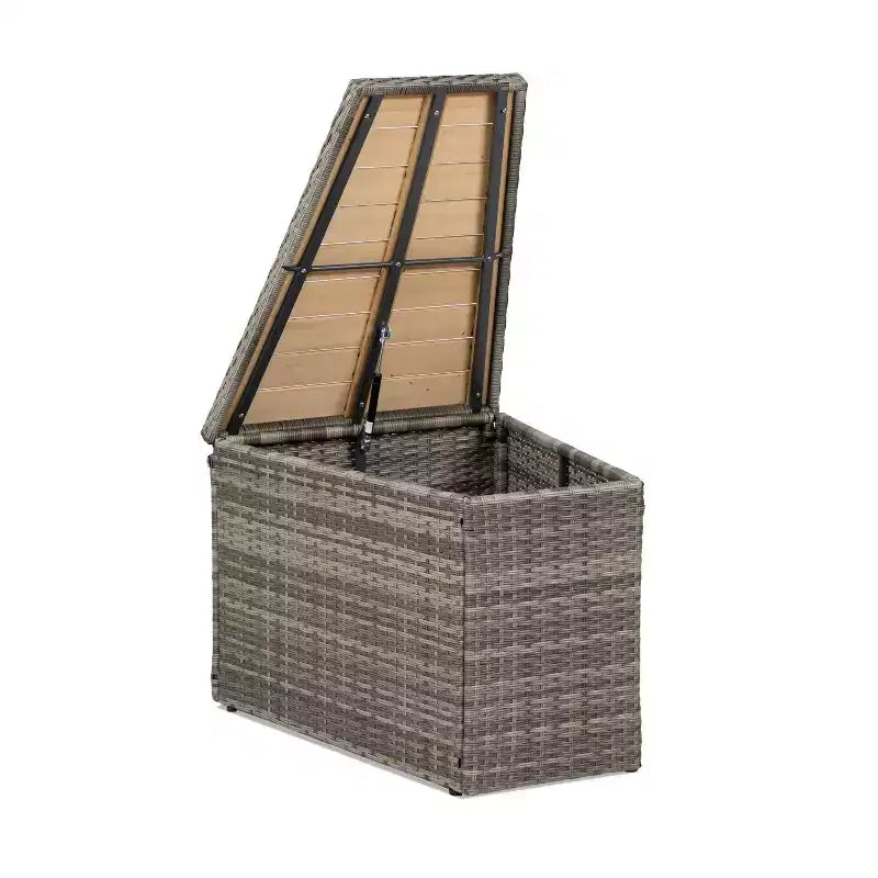 Greemotion Set 5 Pezzi di Mobili da Esterno Curvi Barbuda con Tavoli Contenitori in Legno Teak Marrone: Set da Patio Anti-UV, Antiruggine