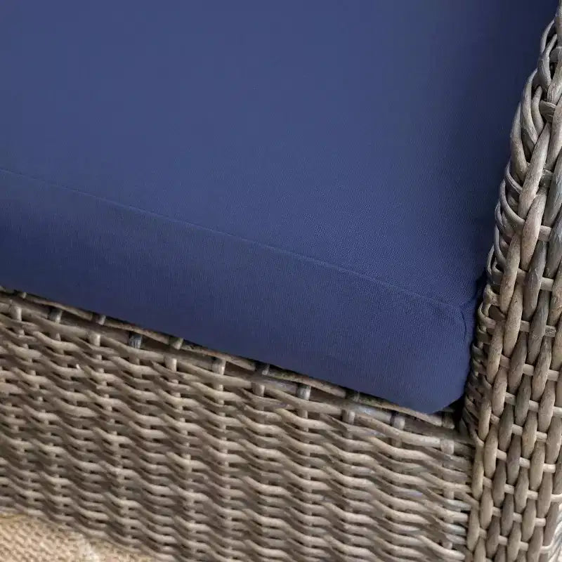 Divano componibile Leisure Made Jackson 5 pezzi in vimini con tessuto blu marino