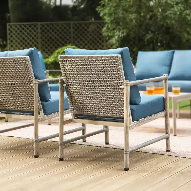Captiva Designs Set Divano a 6 Pezzi da Esterno con Struttura in Acciaio e Rattan e Tavolino da Caffè