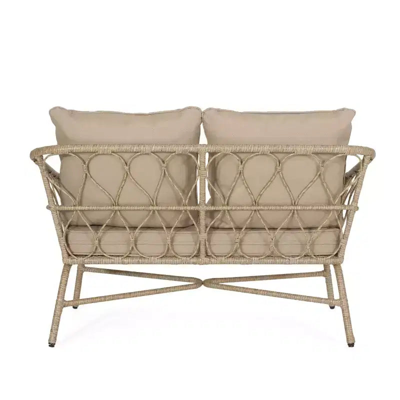 Set da 2 divanetti e tavolino da caffè Bruce Outdoor in vimini: stile boho, resistente ai raggi UV e alle intemperie - Christopher Knight Home