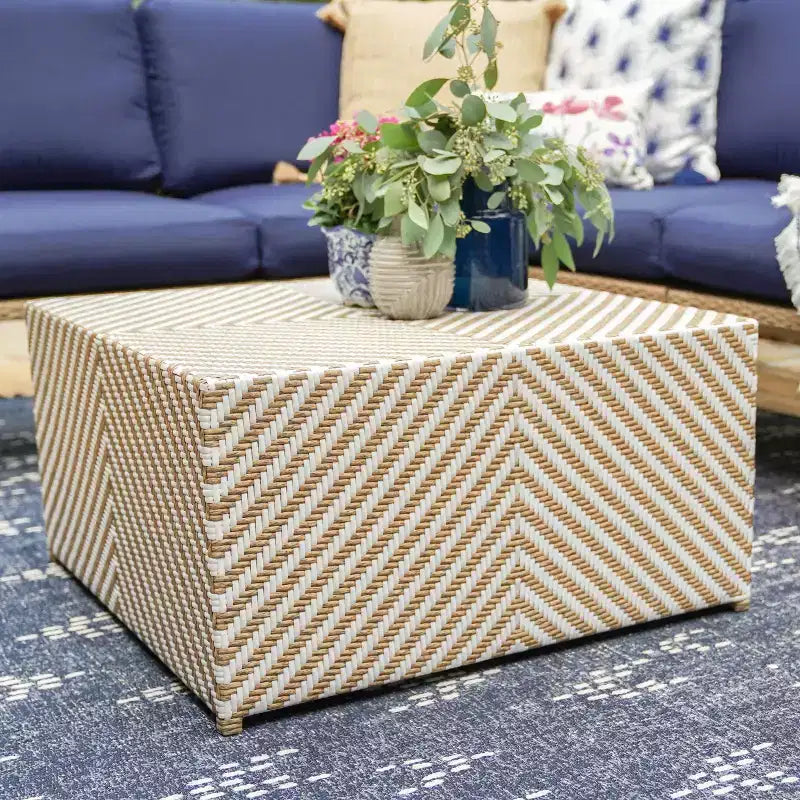 Divano sezionale in vimini Leisure Made Riviera 5 pezzi in tessuto blu navy