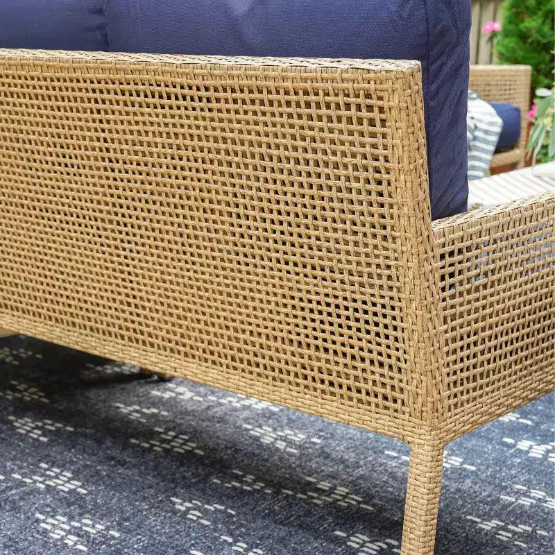 Divano sezionale in vimini Leisure Made Riviera 5 pezzi in tessuto blu navy