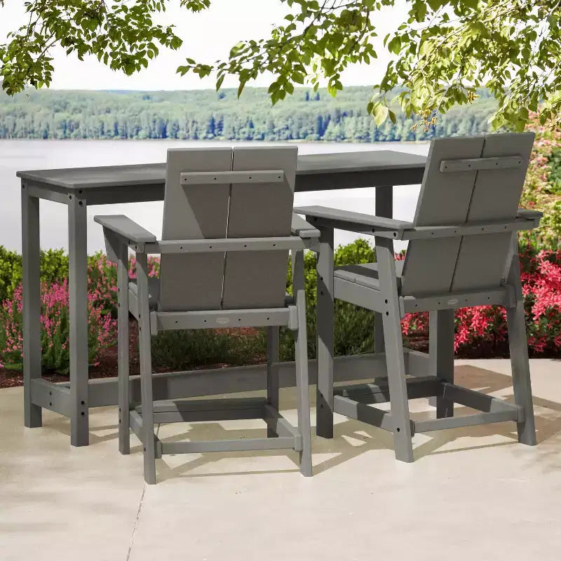 Set 3 pz POLYWOOD Moore per balcone, altezza bancone, colore grigio ardesia
