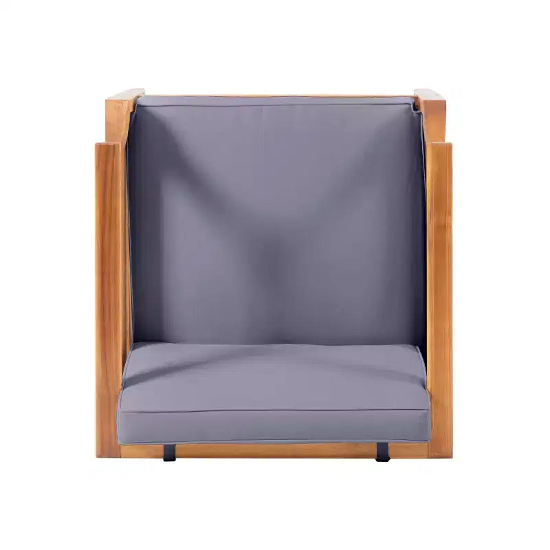 Set Sezionale da Esterno Aston da 5 Pezzi in Legno di Acacia Stile Moderno Mid-Century con Poltrona Club Teak//Grigio Scuro - Christopher Knight Home