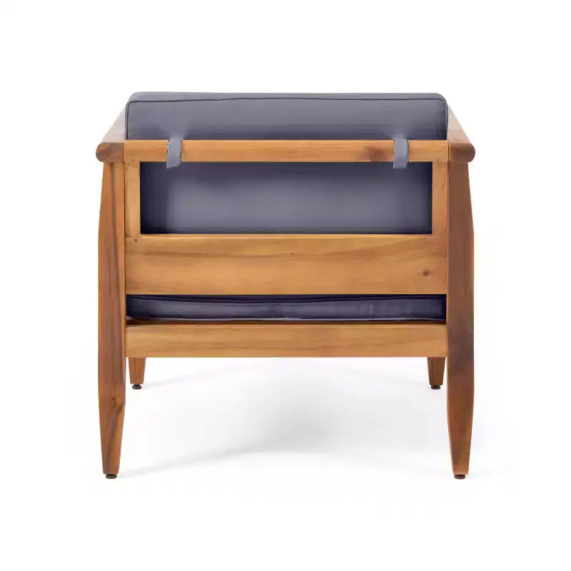Set Sezionale da Esterno Aston da 5 Pezzi in Legno di Acacia Stile Moderno Mid-Century con Poltrona Club Teak//Grigio Scuro - Christopher Knight Home