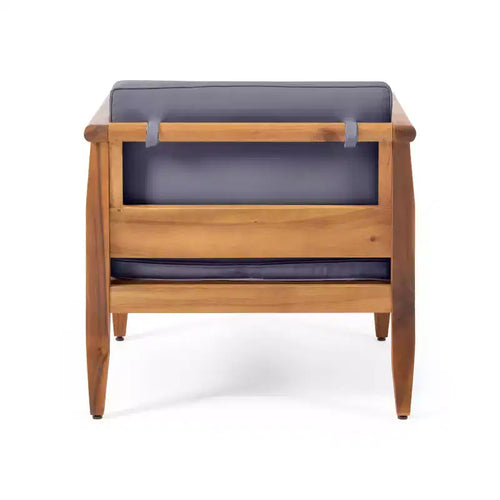 Set Sezionale da Esterno Aston da 5 Pezzi in Legno di Acacia Stile Moderno Mid-Century con Poltrona Club Teak//Grigio Scuro - Christopher Knight Home