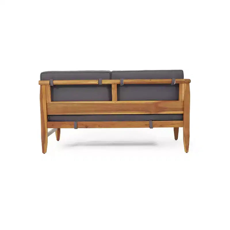 Set Sezionale da Esterno Aston da 5 Pezzi in Legno di Acacia Stile Moderno Mid-Century con Poltrona Club Teak//Grigio Scuro - Christopher Knight Home