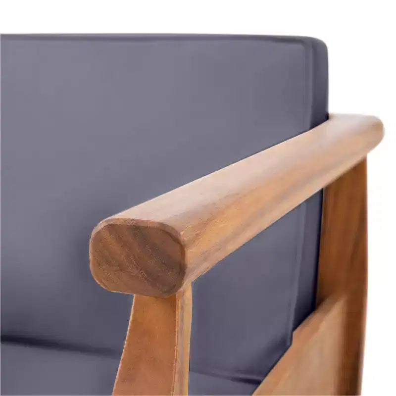 Set Sezionale da Esterno Aston da 5 Pezzi in Legno di Acacia Stile Moderno Mid-Century con Poltrona Club Teak//Grigio Scuro - Christopher Knight Home