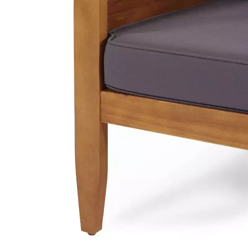 Set Sezionale da Esterno Aston da 5 Pezzi in Legno di Acacia Stile Moderno Mid-Century con Poltrona Club Teak//Grigio Scuro - Christopher Knight Home