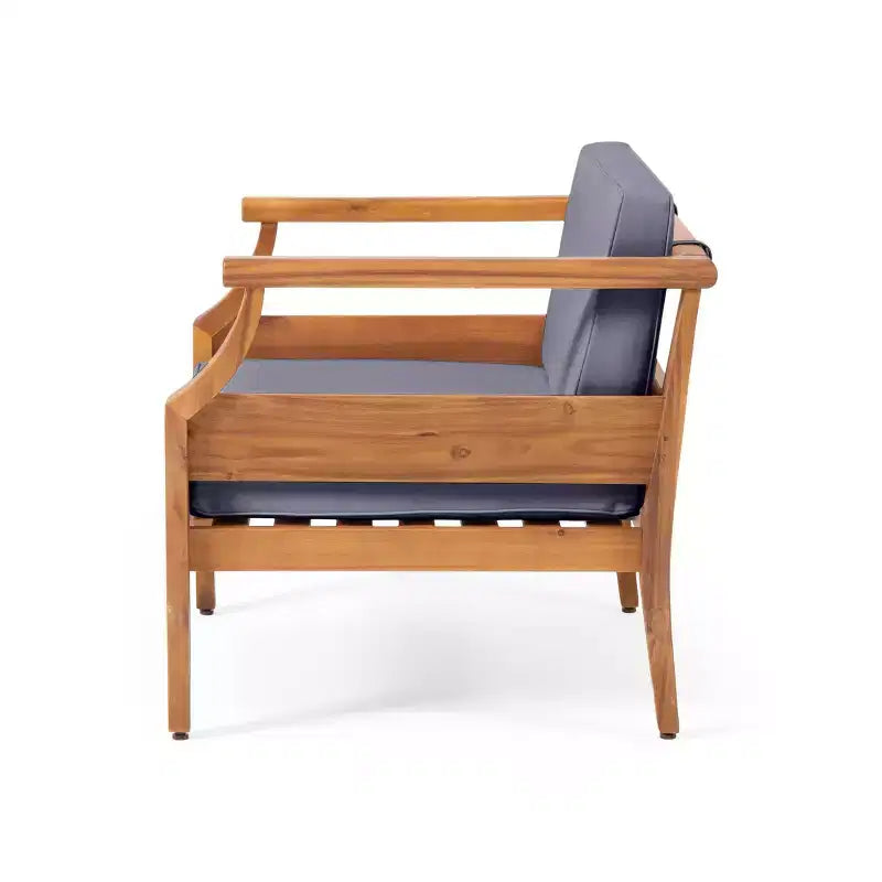 Set Sezionale da Esterno Aston da 5 Pezzi in Legno di Acacia Stile Moderno Mid-Century con Poltrona Club Teak//Grigio Scuro - Christopher Knight Home