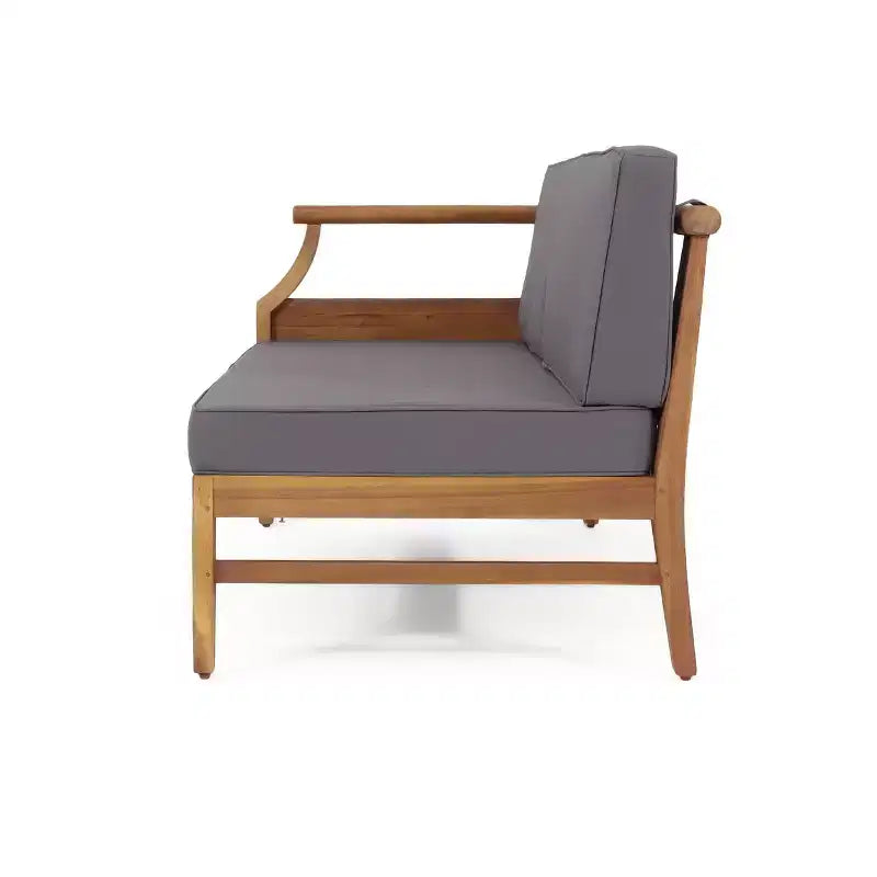 Set Sezionale da Esterno Aston da 5 Pezzi in Legno di Acacia Stile Moderno Mid-Century con Poltrona Club Teak//Grigio Scuro - Christopher Knight Home