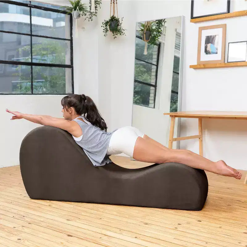 Chaise longue Avana Sleek per yoga - Prodotta negli USA - Ideale per stretching, relax, esercizio e altro, 60D x 18W x 26H pollici, grigio chiaro