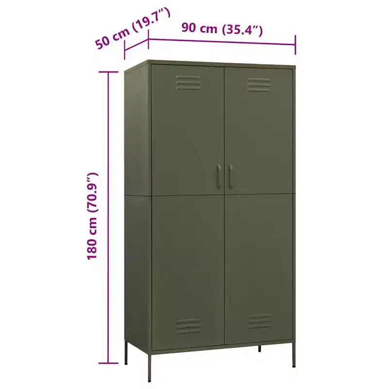 Guardaroba vidaXL verde oliva 35.4x19.7x70.9 in acciaio