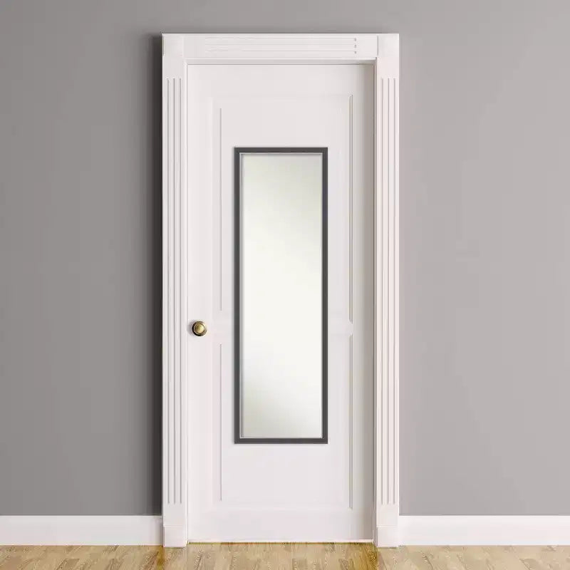Specchio a figura intera con cornice sottile nera/argentata – Montaggio a porta o a parete, 1 persona