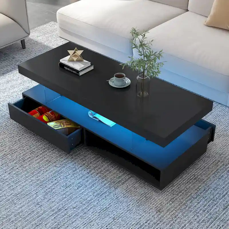 Tavolino da caffè U-Can a LED con contenitore