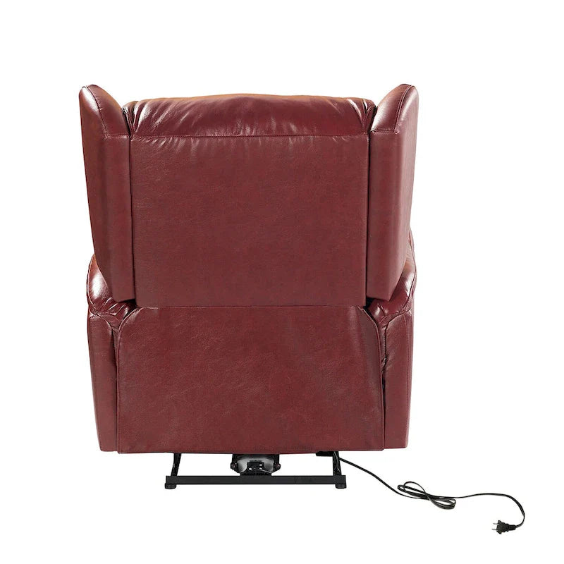 Poltrona relax elettrica in vera pelle con porta USB - Set di 2 con schienale a orecchioni e borchie