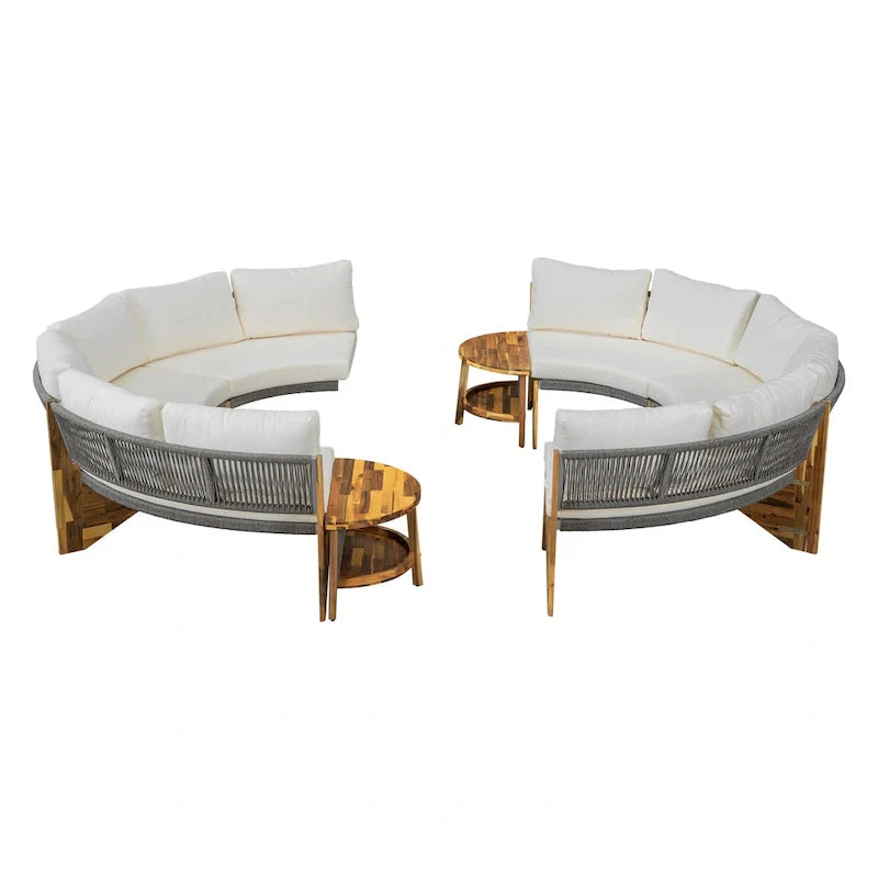 Salotto da esterno 6 posti con cuscini e 1 tavolino da caffè