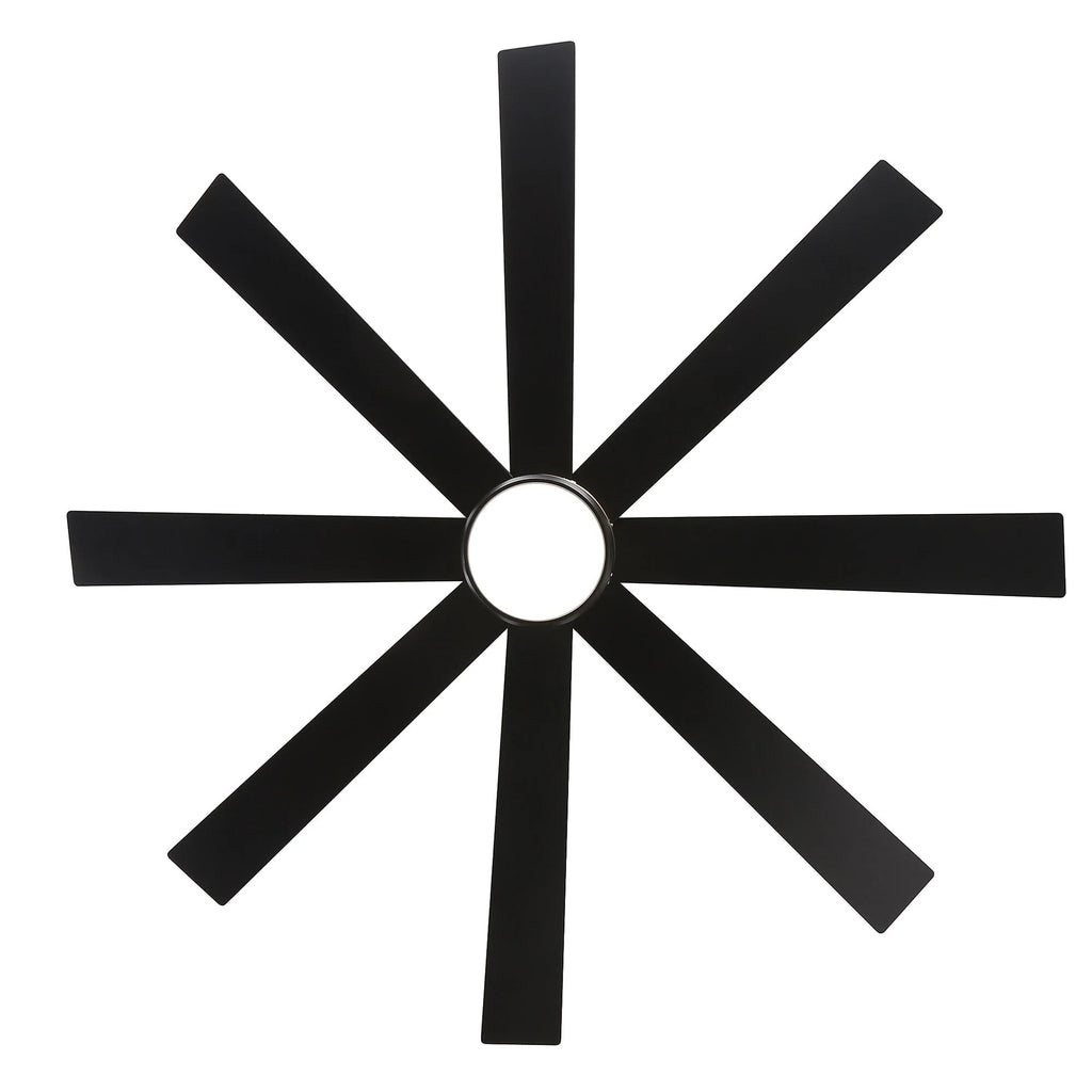Ventilatore da soffitto nero da 65 pollici con 8 pale, LED, luce e telecomando