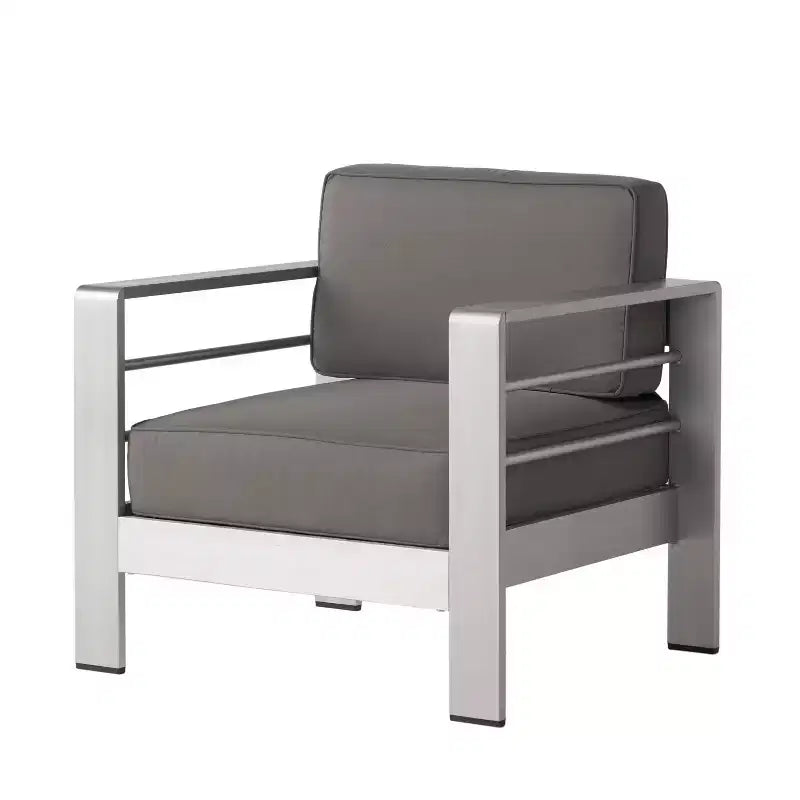 Christopher Knight Home Eleanor Set da conversazione da esterno 8 posti in alluminio con cuscini, cachi/argento