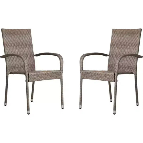 Aspect Living Morgan Outdoor Wicker Stacking Hand Woven All Weather Steel Powder Coated Frame Lightweight Porch Backyard Garden Balcony - Set of 2
