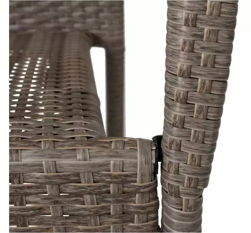 Aspect Living Morgan Set di 2 sedie impilabili da esterno in vimini, intrecciate a mano, per tutte le stagioni, telaio in acciaio verniciato a polvere, leggere, per veranda, cortile, giardino, balcone