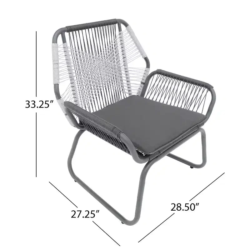 Christopher Knight Home Milano Set da conversazione da esterno a 3 pezzi in vimini con cuscini, Grigio/Bianco