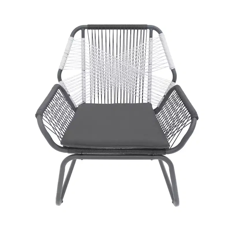 Christopher Knight Home Milano Set da conversazione da esterno a 3 pezzi in vimini con cuscini, Grigio/Bianco