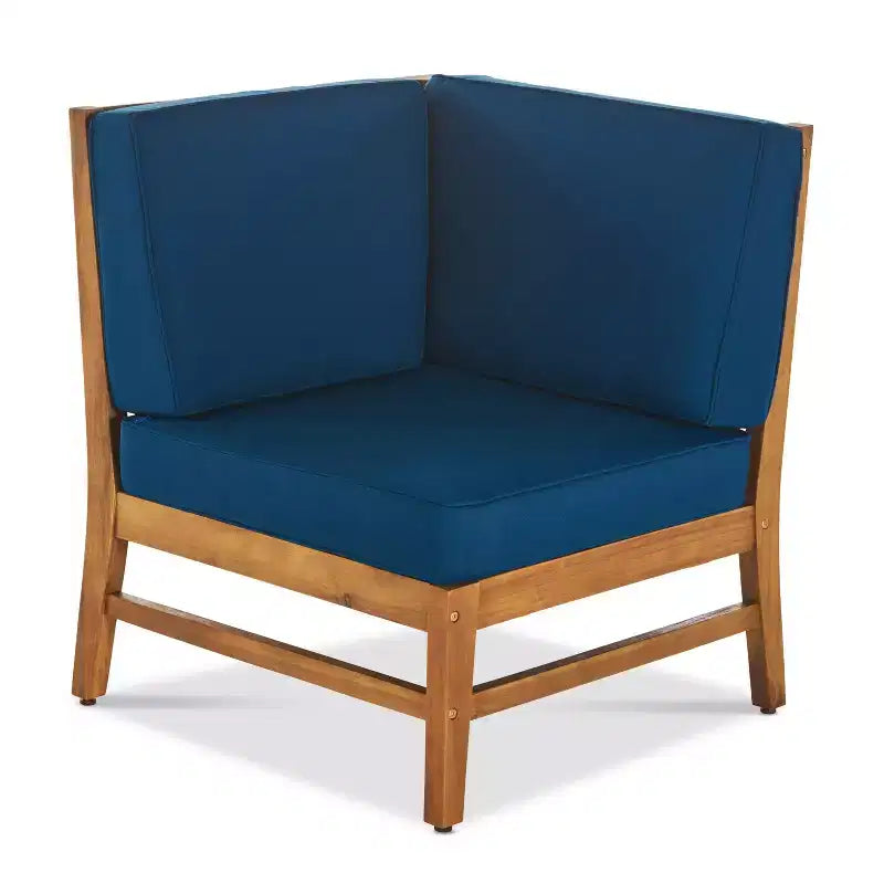GDFStudio Abena Set Conversazione Sezionale a U a 8 Posti per Esterni in Legno di Acacia con Cuscini