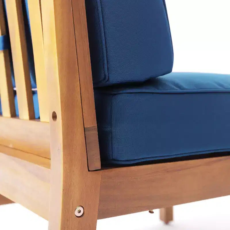 GDFStudio Abena Salotto Sezionale per Esterni in Legno di Acacia a 9 Posti con Cuscini