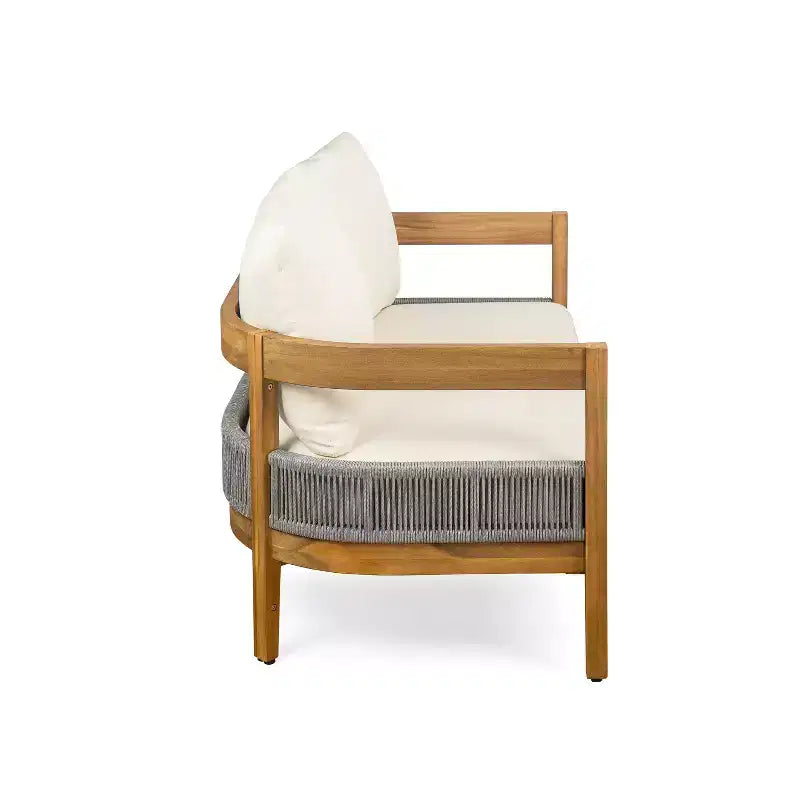 Christopher Knight Home Fawn Set Tavolino e Divanetto da Esterno Moderno in Legno di Acacia, Beige/Teak