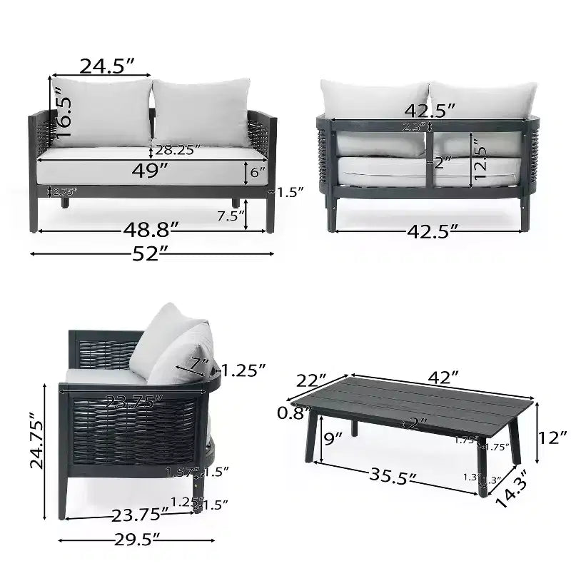 Christopher Knight Home Burchett Patio Set da conversazione in 2 pezzi in legno di acacia e vimini con cuscini