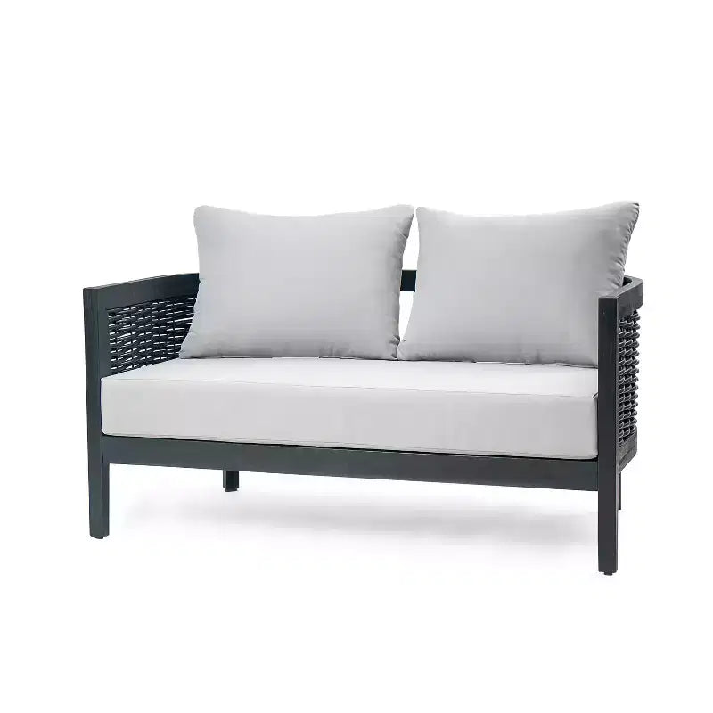 Christopher Knight Home Burchett Patio Set da conversazione in 2 pezzi in legno di acacia e vimini con cuscini