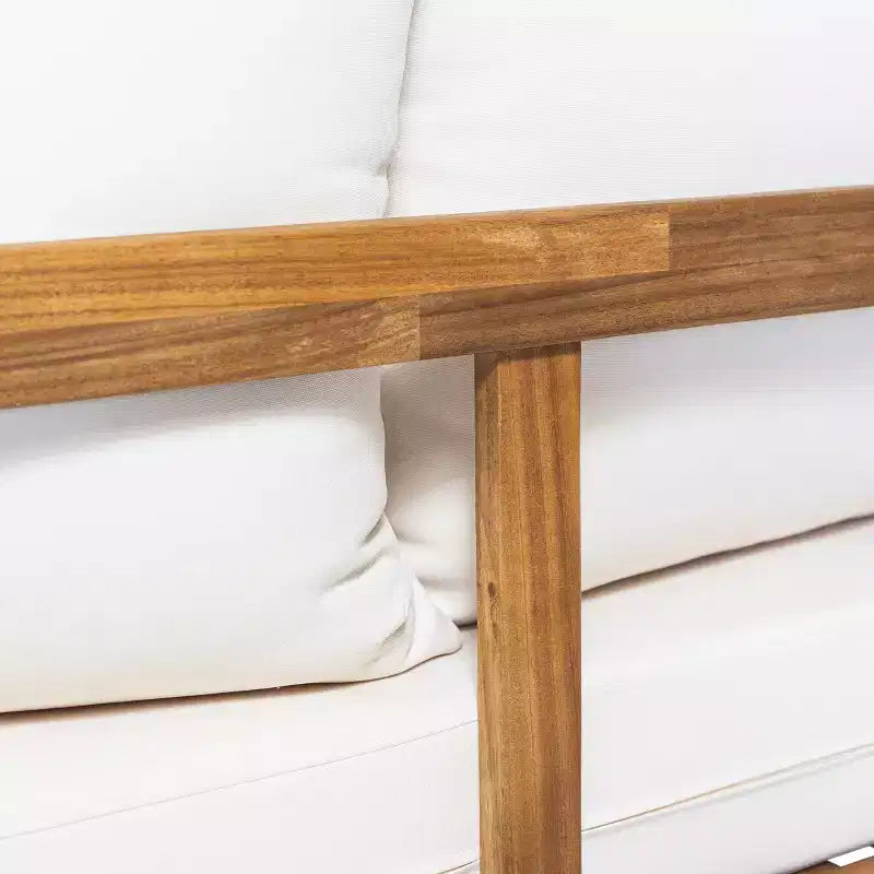 Christopher Knight Home Burchett Patio Set da conversazione in 2 pezzi in legno di acacia e vimini con cuscini