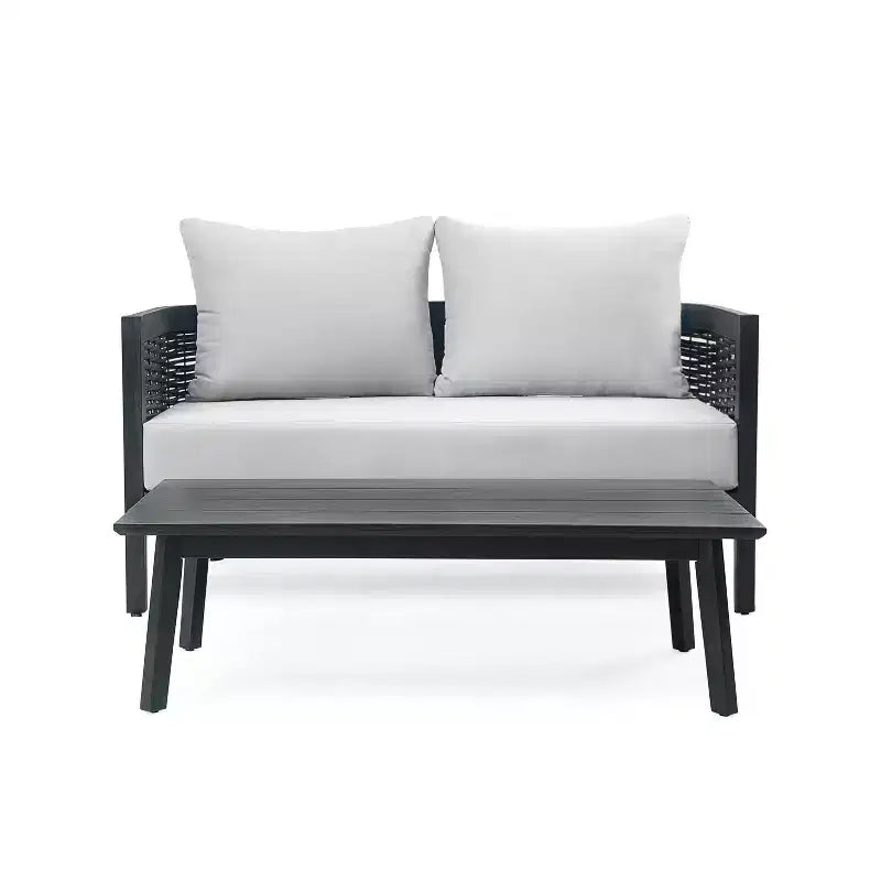 Christopher Knight Home Burchett Patio Set da conversazione in 2 pezzi in legno di acacia e vimini con cuscini