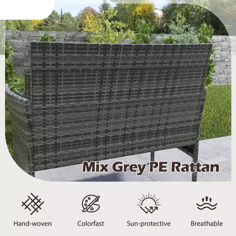 Costway Set di 4 Mobili da Giardino con Cuscini Lavabili e Tavolino da Caffè con Piano in Vetro Temperato Grigio
