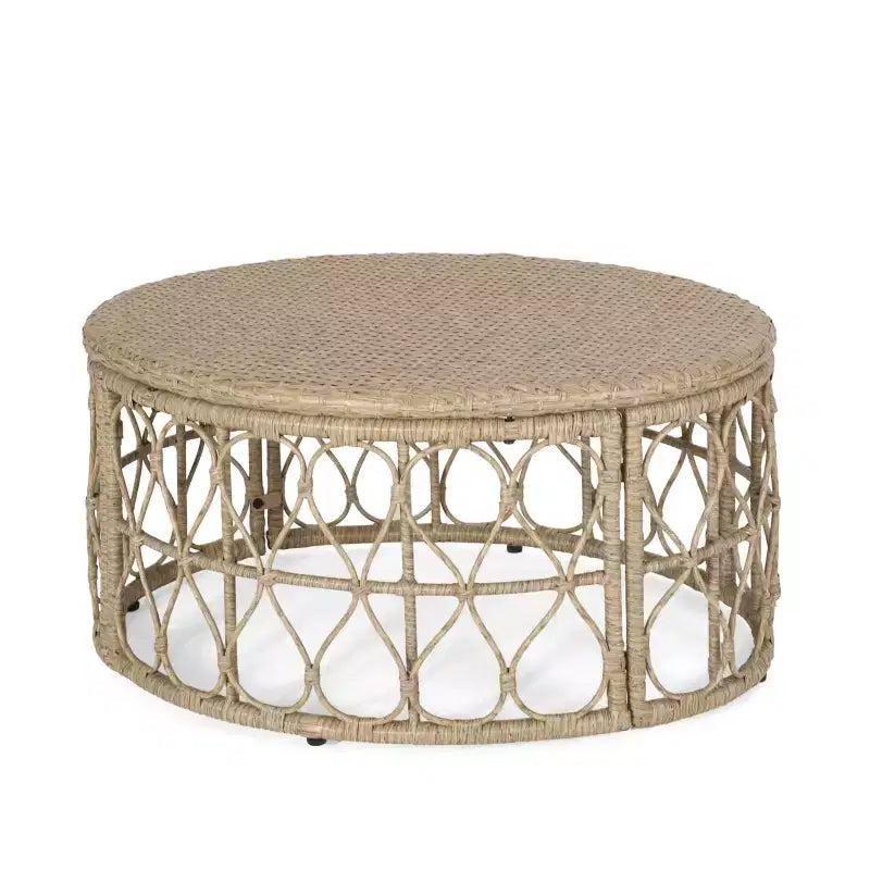 GDFStudio Colmar Set da salotto da esterno a 4 posti in vimini con cuscini, marrone chiaro/beige