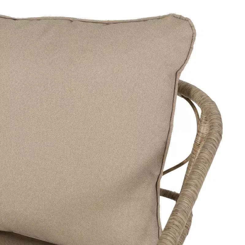 GDFStudio Colmar Set da salotto da esterno in vimini 3 pezzi con cuscini, Marrone chiaro/Beige