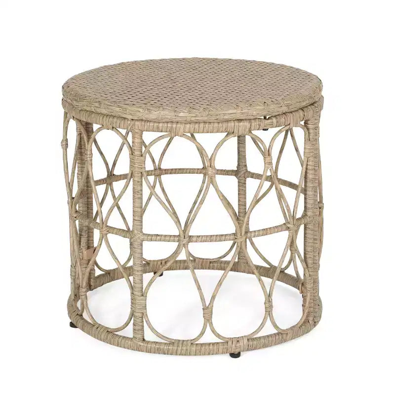 GDFStudio Colmar Set da salotto da esterno in vimini 3 pezzi con cuscini, Marrone chiaro/Beige