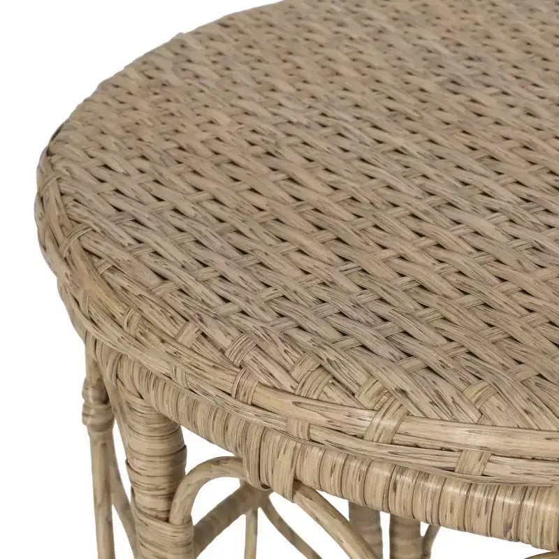 GDFStudio Colmar Set da salotto da esterno in vimini 3 pezzi con cuscini, Marrone chiaro/Beige