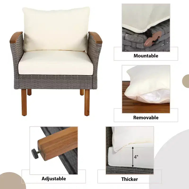Set da conversazione da esterno in rattan 9 pezzi, set divano da patio con tavolino da caffè e cuscini lavabili -ModernLuxe