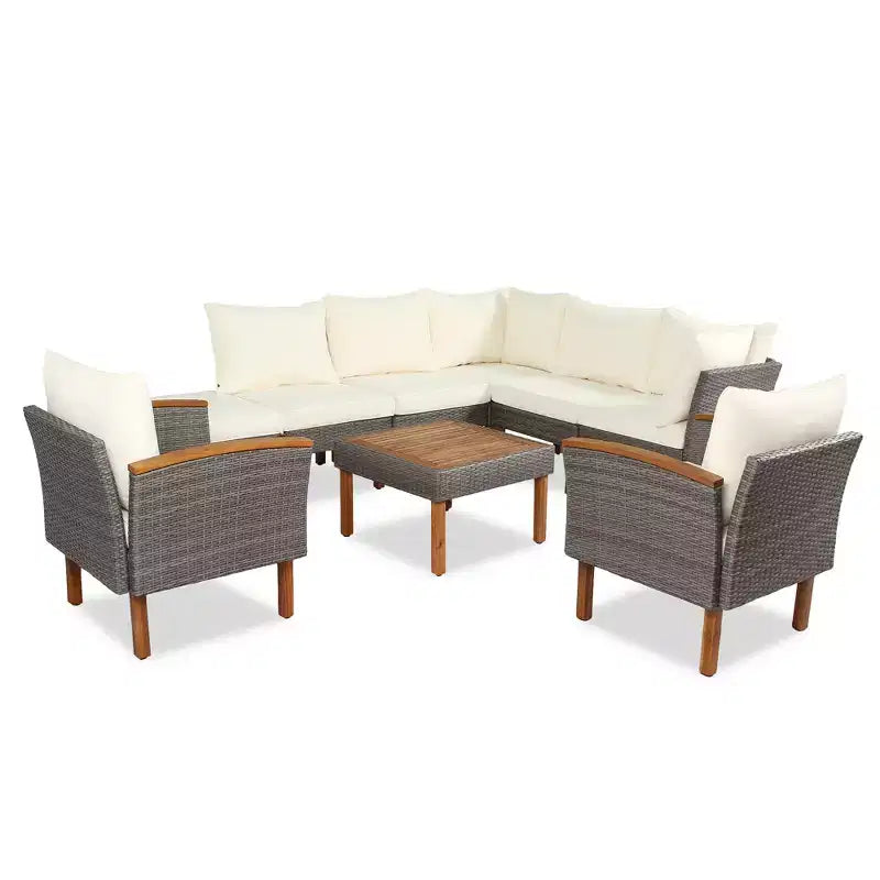 Set da conversazione da esterno in rattan 9 pezzi, set divano da patio con tavolino da caffè e cuscini lavabili -ModernLuxe