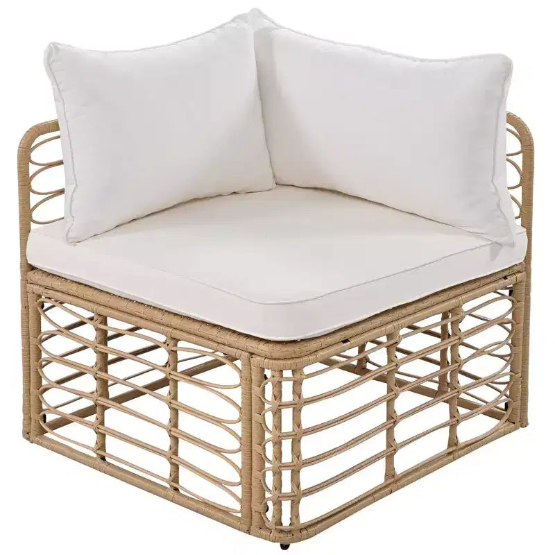 Divano componibile da esterno Whisen in rattan resistente alle intemperie, con cuscini spessi e cuscini decorativi, set componibili liberamente