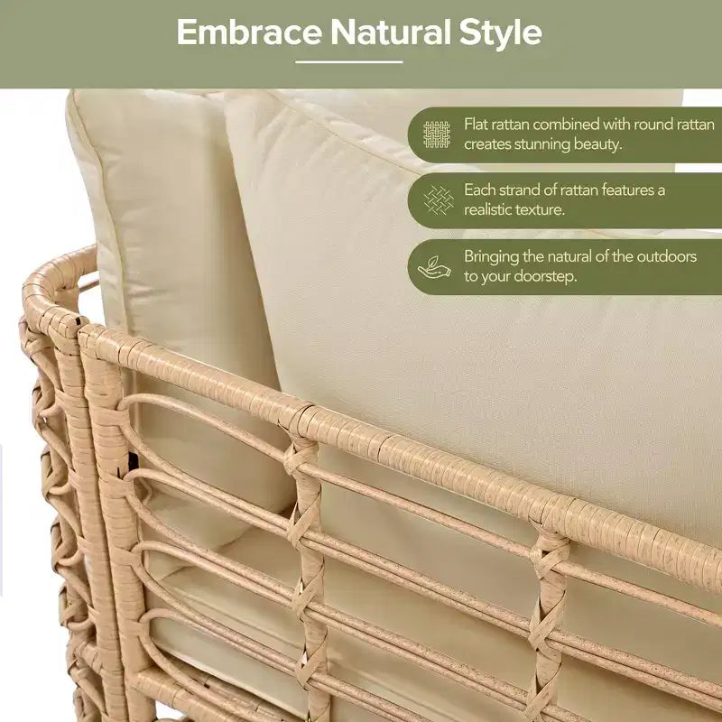 Divano componibile da esterno Whisen in rattan resistente alle intemperie, con cuscini spessi e cuscini decorativi, set componibili liberamente