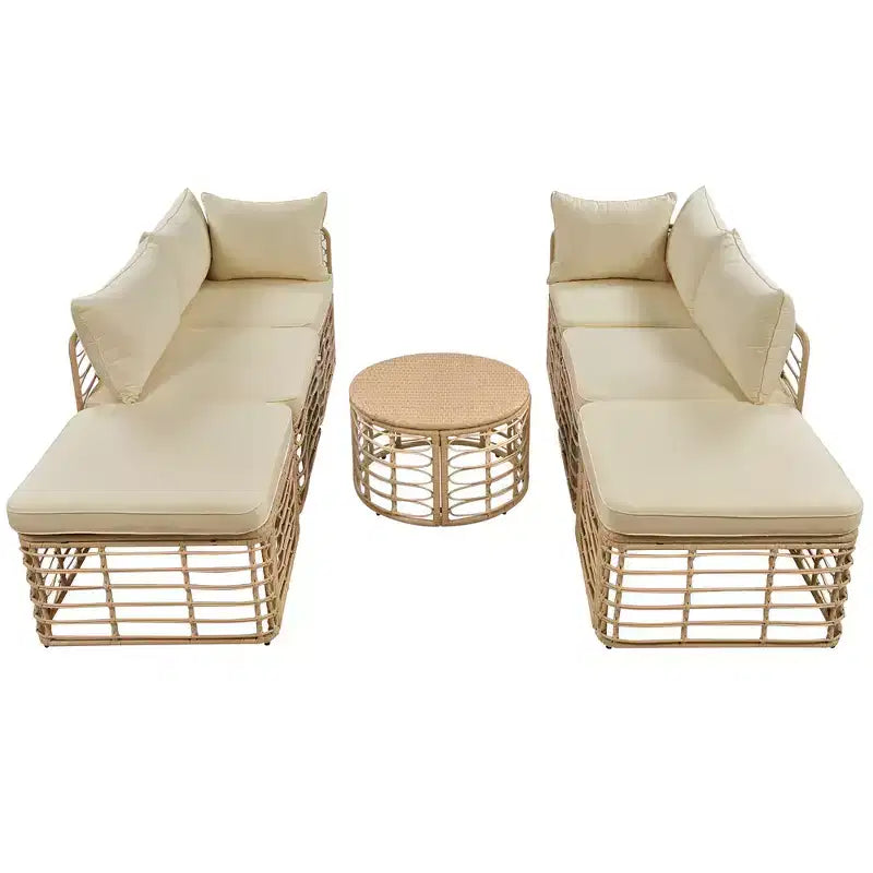 Divano componibile da esterno Whisen in rattan resistente alle intemperie, con cuscini spessi e cuscini decorativi, set componibili liberamente
