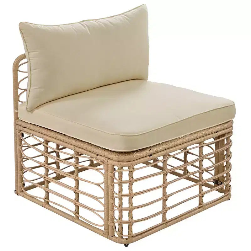Divano componibile da esterno Whisen in rattan resistente alle intemperie, con cuscini spessi e cuscini decorativi, set componibili liberamente