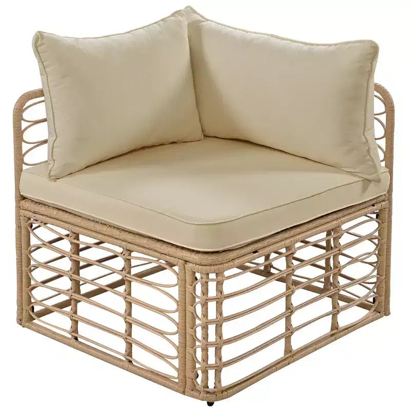 Divano componibile da esterno Whisen in rattan resistente alle intemperie, con cuscini spessi e cuscini decorativi, set componibili liberamente
